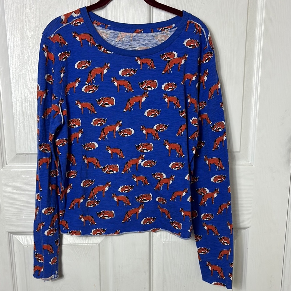 Blue Fox Print Women's Top